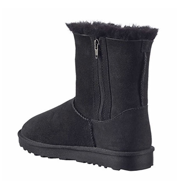 Costco Kirkland Shearling Sheepskin Boots Side Zip 7 Ugg Short - Picture 2 of 9